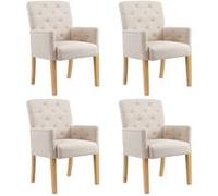 Vidaxl Chaises De Salle À Manger Avec Accoudoirs 4 Pcs Beige Tissu Beige