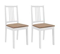 vidaXL 2x Bois Solide Chaise à Dîner et Coussins Blanc et Crème Salle à Manger 247634