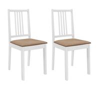 vidaXL Chaise à dîner 247634 – 2x bois solide, coussins blanc et crème – salle à manger