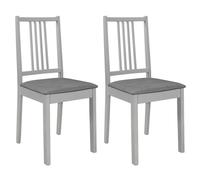 vidaXL Chaises à manger 247638 – lot de 2 gris en bois solide avec coussins