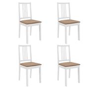 vidaXL Chaises à dîner 4 pièces Bois solide avec coussins Blanc