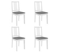 vidaXL Chaises à dîner Lot de 4 - Bois solide avec coussins - Blanc