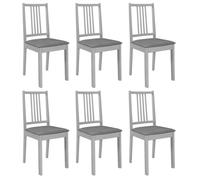 vidaXL Chaises à manger avec coussins – Lot de 6 en bois solide gris
