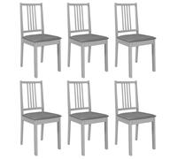 Chaises à manger avec coussins lot de 6 gris bois solide