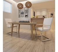 2x Chaise à Dîner Cantilever Similicuir Blanc Chaises de Cuisine Salon vidaXL