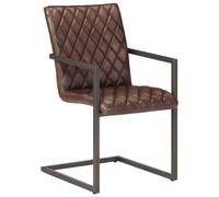 Vidaxl Chaises À Manger Cantilever Lot De 2 Marron Cuir Véritable Marron