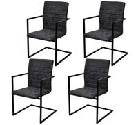 vidaXL Chaises à manger cantilever lot de 4 noir similicuir