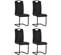 vidaXL 4X Chaise de Salle à Manger Cantilever Noir Chaises à Manger Cuisine