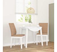 Chaises à manger - Lot de 2 - Bois d'hévéa massif - Coussins confortables - Blanc et marron