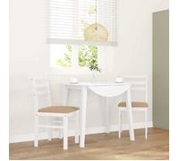 vidaXL Chaises à manger 2 pcs avec coussins Bois massif Caoutchouc Blanc