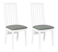 vidaXL Chaises à Manger Coussins 2 pcs Blanc Bois Massif Caoutchouc, Chaise à dîner, Chaise, Chaise de Salon, chaises à dîner, Chaise de Cuisine