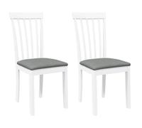 vidaXL Chaises à Manger Coussins 2 pcs Blanc Bois Massif Caoutchouc, Chaise à dîner, Chaise, Chaise de Salon, chaises à dîner, Chaise de Cuisine