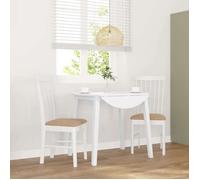 vidaXL Chaises à Manger Coussins 2 pcs Blanc Bois Massif Caoutchouc, Chaise à dîner, Chaise, Chaise de Salon, chaises à dîner, Chaise de Cuisine