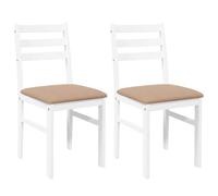 vidaXL Chaises à manger 2 pcs avec coussins Bois massif Caoutchouc Blanc