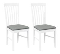 vidaXL Chaises à Manger Coussins 2 pcs Blanc Bois Massif Caoutchouc, Chaise à dîner, Chaise, Chaise de Salon, chaises à dîner, Chaise de Cuisine