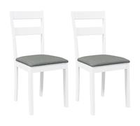 vidaXL Chaises à Manger Coussins 2 pcs Blanc Bois Massif Caoutchouc, Chaise à dîner, Chaise, Chaise de Salon, chaises à dîner, Chaise de Cuisine