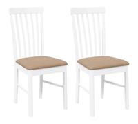 vidaXL Chaises à Manger Coussins 2 pcs Blanc Bois Massif Caoutchouc, Chaise à dîner, Chaise, Chaise de Salon, chaises à dîner, Chaise de Cuisine
