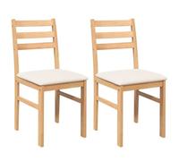vidaXL Chaises à Manger Coussins 2 pcs Bois Massif Caoutchouc, Chaise à dîner, Chaise, Chaise de Salon, chaises à dîner, Chaise de Cuisine