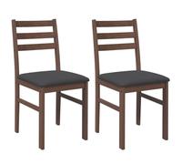 vidaXL Chaises à manger 2 pcs Marron – Bois massif caoutchouc, coussins