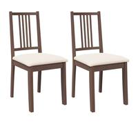 vidaXL Chaises à Manger Coussins 2 pcs Marron Bois Massif Caoutchouc, Chaise à dîner, Chaise, Chaise de Salon, chaises à dîner, Chaise de Cuisine