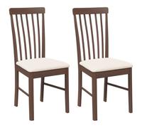 vidaXL Chaises à manger coussins 2 pcs marron bois massif caoutchouc, chaise à dîner, chaise, chaise de salon, chaises à 4102499