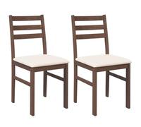 vidaXL Chaises à manger 2 pcs Marron en bois massif caoutchouc avec coussins