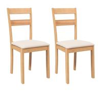 vidaXL Lot de 2 chaises en bois massif non pliables d'intérieur H. 89 cm Naturel