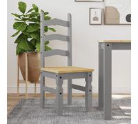 vidaXL Lot de 2 Chaises à Manger, Sièges à Dîner, Chaises de Repas, Meubles de Salle de Séjour Cuisine Maison Intérieur, Gris Bois Massif de Pin