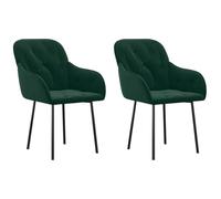 vidaXL Lot de 2 chaises de salle à manger en velours vert foncé Intérieur