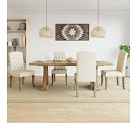 Vidaxl Chaises À Manger Lot De 4 Beige Tissu À L'aspect De Lin Beige