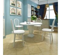 Vidaxl Chaises À Manger Lot De 4 Blanc Bois D'hévéa Solide Blanc
