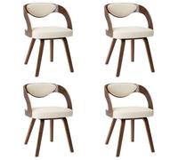 vidaXL Chaises à manger lot de 4 crème en bois courbé et similicuir