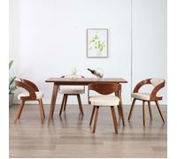 vidaXL Chaises à manger lot de 4 crème en bois courbé et similicuir