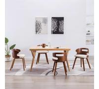 Vidaxl Chaises À Manger Lot De 4 Crème Bois Courbé Et Similicuir Multicolore