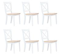 4x Bois d'Hévéa Massif Chaises à Dîner Blanc/Bois Clair Salle à Manger vidaXL