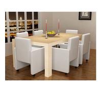 vidaXL Fauteuil à roulettes - Blanc - Lot de 6