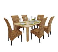 Vidaxl Chaises À Manger Lot De 6 Bois Solide De Manguier Et Abaca Multicolore