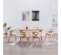 Vidaxl Chaises À Manger Lot De 6 Crème Bois Courbé Et Similicuir Multicolore