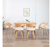 6x Bois Courbé Chaises à Dîner Chaises de Salle à Manger Chaises de Repas Chaises de Cuisine Chaises de Salon Maison Bureau Crème Similicuir