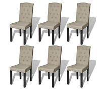 Chaise de salle à manger 6 pcs Tissu Beige