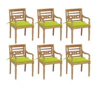 Vidaxl Chaises Batavia Avec Coussins 6 Pcs Bois De Teck Solide