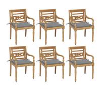 Vidaxl Chaises Batavia Avec Coussins 6 Pcs Bois De Teck Solide