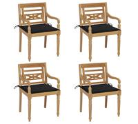 Vidaxl Chaises Batavia Avec Coussins Lot De 4 Bois De Teck Solide