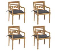 Vidaxl Chaises Batavia Avec Coussins Lot De 4 Bois De Teck Solide