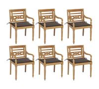 Vidaxl Chaises Batavia Avec Coussins Lot De 6 Bois De Teck Solide