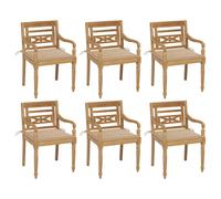 Vidaxl Chaises Batavia Avec Coussins Lot De 6 Bois De Teck Solide