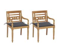 vidaXL Chaises Batavia lot de 2 avec coussins anthracite Bois de teck Gris