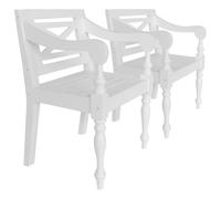 Vidaxl Chaises Batavia Lot De 2 Blanc Bois D'acajou Massif Blanc