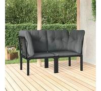 Salon de Jardin Meubles Patio Terrasse 4 pcs Noir et Gris Résine Tressée vidaXL