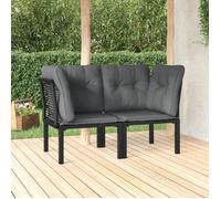 Chaises d'angle de jardin avec coussins 2 pcs noir/gris